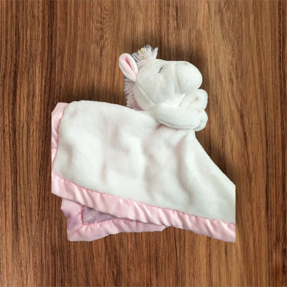 Carters Unicorn Security Blanket Pink White Satin Trim Lovey Plush 2020